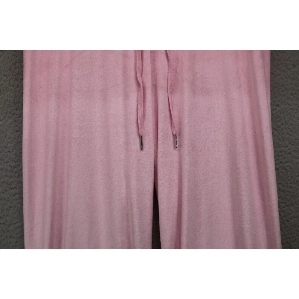 Juicy Couture Pink Velour Pull On Pants-Drawsting-Size Medium